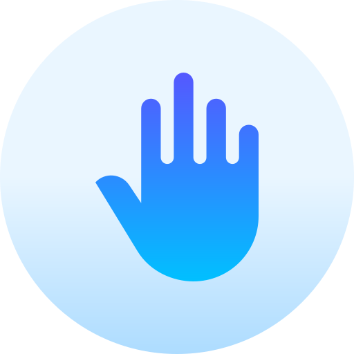 Icono mano degradado azul
